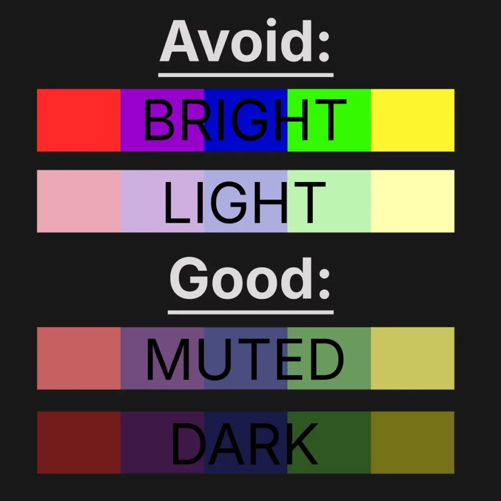 a group of colorful squares with text to show what colors would be good for what to wear for corporate headshots